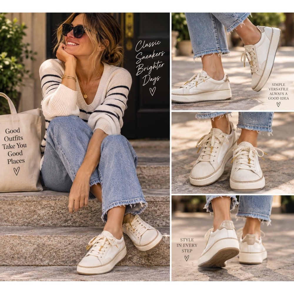 Cole Haan White Leather Sneakers Platform Sole Casual Shoes Size 7.5
